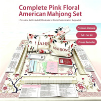 Set Mahjong Amerika Bunga Merah Muda Lengkap Ubin Akrilik Monyet Lucu Tas Serasi Alas Mahjong Rak Mahjong Aksesoris Mahjong