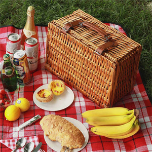 Cesta <span class=keywords><strong>Wilow</strong></span> para Picnic, cestas pequeñas Rts de juguete para niñas, 4 con manta, platos de mimbre, cesto plegable, Comida, Estilo maleta de plástico - Product Image 2