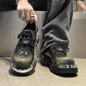 Chaussures en cuir tendance de style rétro, design original 2025, chaussures décontractées pour hommes, chaussures à gros orteils, semelle épaisse, chaussures Derby augmentant la taille - Product Image 5