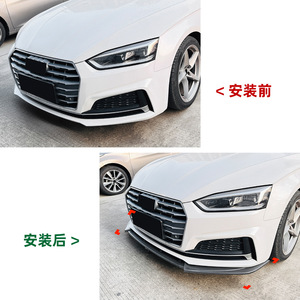 Audi A5 S5 F5 Front Lip Splitter Piano Black Carbon Fiber Texture ABS 2017-2020 Exterior Modification - Product Image 4