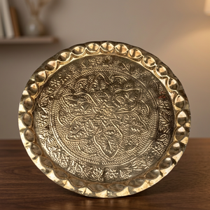 Handmade Oriental Engraved Metal <b>Decorative</b> <b>Plate</b> Round Plant Pattern Dishes & <b>Plates</b> Presents - Product Image 1