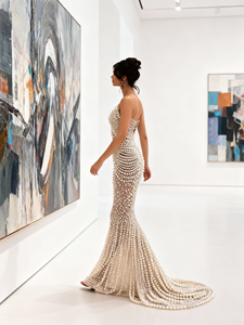 فستان سهرة أنيق وفخم بطول الأرض، مقاس كبير، خصر طبيعي، بدون حمالات، تصميم حورية البحر، فستان زفاف نسائي طويل - Product Image 2