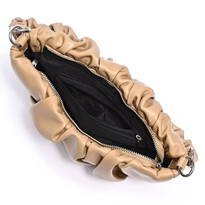 Bolsos de mano de moda personalizados para mujer, bolso de hombro plisado de cuero genuino para mujer - Product Image 3