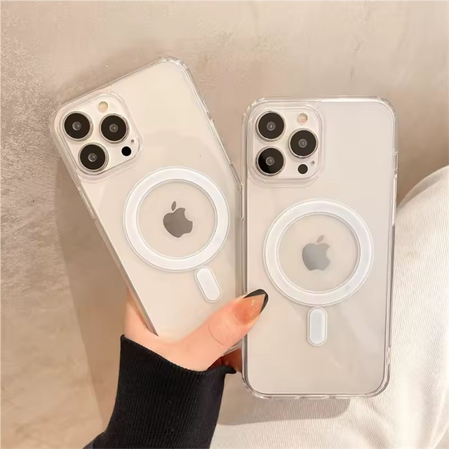 Transparent Magnetic Wireless Charging Full Coverage TPU+Acrylic Shockproof Phone Case for 17 16 15 14 13 12 11XR X XS