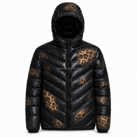 Doudoune à capuche thermochromique à changement de couleur, imprimé léopard, manteau d'hiver, vente en gros personnalisée