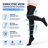Bas de contention confortables à bout ouvert pour varices, chaussettes de compression montantes jusqu'à la cuisse, pression ferme pour les jambes, favorisent la circulation, usage quotidien polyvalent