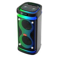 Enceinte de fête portable CSL-0811 double 8 pouces avec lumière LED RVB effet flamme, micro sans fil et basses puissantes pour extérieur
