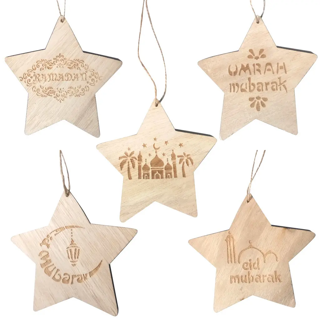 Décoration de maison de Noël suspendue étoile en bois à cinq branches artisanat en bois élégant