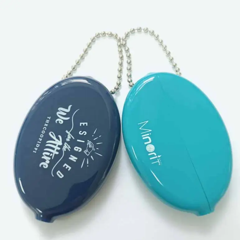 Distributor rubber coin purse keychain money storage keyring personalized coin holder key chain wallet pendant necklace