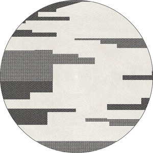 Tapis rond moderne de couleur crème à rayures géométriques antidérapant pour salon, chambre, bureau, imprimé numériquement - Product Image 4