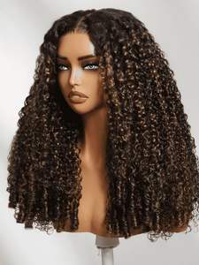 Perruque en cheveux humains longs, lisses, sans colle, pour Lace Front, couleur <span class=keywords><strong>orange</strong></span>, cheveux vierges Remy brésiliens, avec mèches, densité 180% - Product Image 5