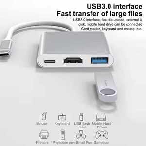 USBC PD 100w USB3.0 adaptörü dönüştürücü 4K port çok fonksiyonlu USB HUB tipi C HDMI USB 3.0 USB-C adaptör kablosu 3 in 1 - Product Image 3