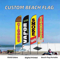 Poteau télescopique publicitaire Fuguide modèle LZW personnalisé, portable, pour plage et extérieur, avec impression double face motif goutte d'eau et plume