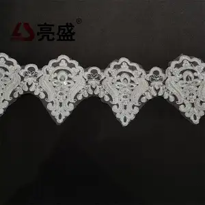 High Quality Embroidered Lace Trimming Organza Fabric Bridal Wedding Embroidered Lace Fabric For Wedding Dress