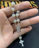 Bracelet catholique bijoux sainte Communion baptême cadeau perle chapelet Bracelet à breloques Mini Denary pour nouveau-né bébé