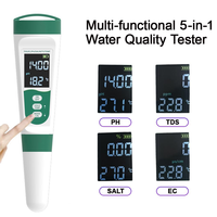 MF-M51 Testeur numérique portable 5-en-1 TDS PH Salinité pour eau potable et poissons d'aquarium