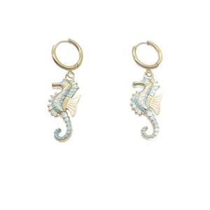 Pendientes Colgantes de Caballito de Mar, Acero Inoxidable 316L, Chapado en Oro PVD, Joyería de Moda - Product Image 1