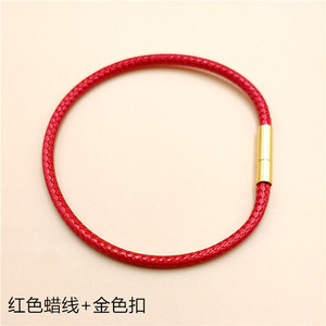 สร้อยข้อมือเชือกแว็กซ์สีแดง 3 มม. ตัวล็อคสีทอง เครื่องประดับสำหรับทุกเพศทุกวัย ของขวัญ ผลิตจากเมืองอี้หวู่ คอลเลคชั่นฤดูใบไม้ผลิ 2024 - Product Image 1