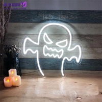 Lumière LED néon fantôme mignonne pour Halloween, alimentée par USB, ornement mural suspendu, décoration pour restaurant, bar et maison hantée