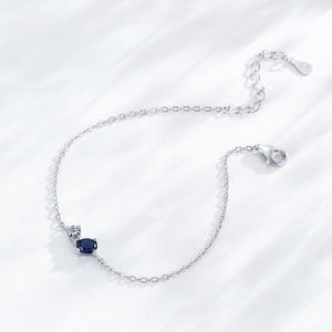 Pulsera de Cadena con Diseño Geométrico de Circonita Azul Intenso de Corte Ovalado en Plata de Ley S925 para Mujer, Versión de Cobre Personalizable - Product Image 6