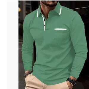 Kemeja Pria Bisnis Kasual Lengan Panjang Bahan Jersey Ramah Lingkungan Bernapas Nyaman Motif Huruf Poliester/Katun 180g - Product Image 6