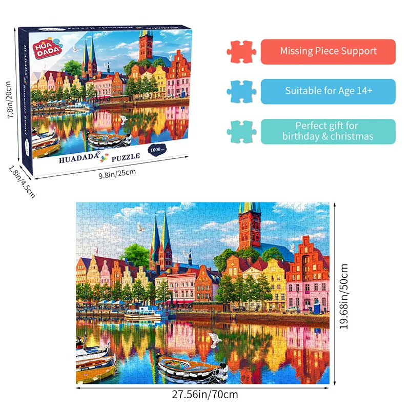 Wholesale Customized High Quality Jigsaw Puzzles Home Decoration Colorful Jigsaw Puzzle Educational Game 1000 Puzzle For Adults