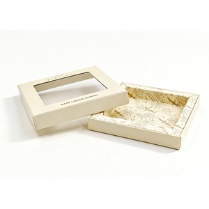 Beige Luxury <b>Gift</b> <b>Box</b> Eco-friendly <b>Cheap</b> and Durable with PVC Transparent Display Window Easy-to-open Lid and Base Structure - Product Image 2
