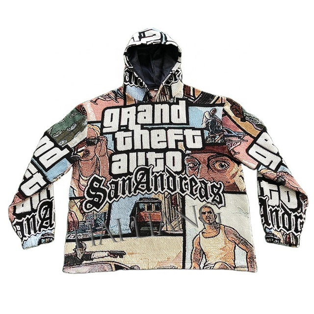 Sweatshirts With Satin Hood Vintage Tapestry Blanket Hoodie Woven Cotton Designer Streetwear Men's Tapestry Hoodies