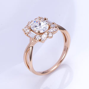 Bague ovale en diamant or jaune 18 carats Messi Jewelry MSR-1364 pour femme - Product Image 2