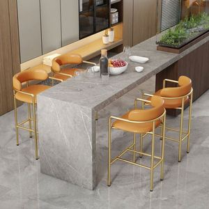 Sillas de Bar Leon Home de Estilo Italiano Minimalista, Diseño de Lujo de Alta Calidad con Respaldo de Terciopelo para el Hogar - Product Image 3