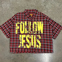Benutzer definierte Siebdruck Logo Boxy Retro T-Shirt Plaid Shirt Schwere Herren Trend gestreifte bedruckte Bottom-up-Polo-Shirts für Männer