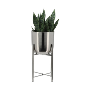 Macetas de Metal para Decoración de Salón, Macetero de Metal Plateado Antiguo de Alta Calidad con Soportes - Product Image 3