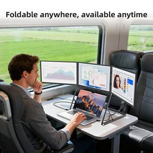 Moniteur portable triple ultra-léger et ultra-fin de 15,6 pouces, 3 écrans avec un seul câble, 1080P, Plug & Play, compatible avec Windows/Mac - Product Image 4