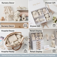 Ensemble cadeau bébé en peluche douce 5 pièces, essentiels pour la crèche, comprenant une couverture de sécurité, une hochette, une bâtonnette sonore, un jouet animal et un porte-sucette, OEM