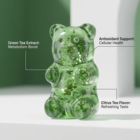 Gummies au thé vert OEM/ODM sous marque privée, saveur thé aux agrumes, soutien antioxydant, stimulation du métabolisme, gestion du poids, végétarien
