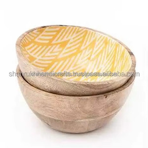 Best Selling Natural Wood Resin Horn Bowl For Home Decor And Kitchen Serving Purpose Available At Best Price - Product Image 2
