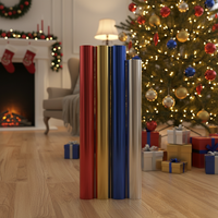 Papier d'emballage de Noël en feuille métallique imperméable recyclable brillant or/argent/rouge/vert, emballage cadeau de luxe pour les fêtes A4