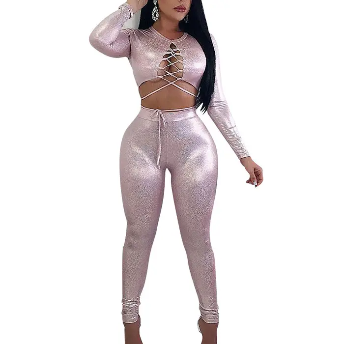 Lace Up Sexy Vinyl Womens Club Bodycon Jumpsuit Voor Dames