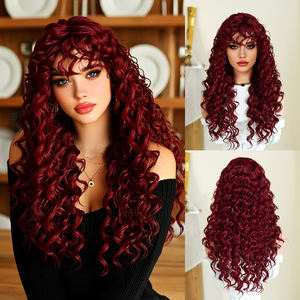 Perruque Lace Frontale en Fibre Afro Kinky Lisse, à Raie Centrale, Résistante à la Chaleur, Douce, Écologique, Pré-bouclée, Couleur Piano - Product Image 3