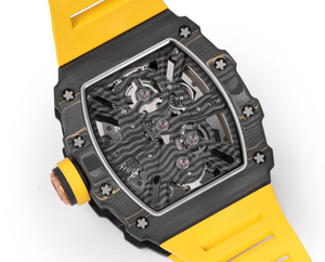 Fashion Waterproof <b>Watch</b> Skeleton Movement Carbon Fiber <b>Case</b> Yellow Rubber Strap Sports <b>Watch</b> Men's Mechanical Wristwatch - Product Image 5