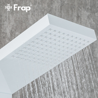 Système de panneaux de douche thermostatiques blancs de luxe FRAP Pommeau de douche à effet pluie Colonne de douche cascade pour salle de bain