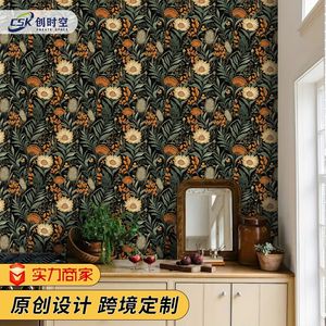Creation Of Time And Space Bohemian Floral Wallpaper Self Adhesive Dark Color Vintage Style For Home Decoration - Product Image 1