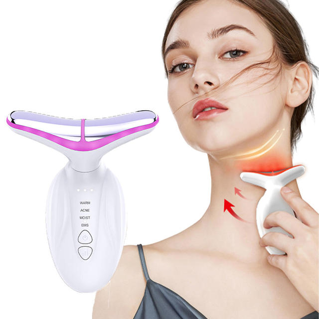 Vibration 7-Color LED V-Shape Neck and Face Lifting Massager Home Use Skin Tightening and Rejuvenation Feature
