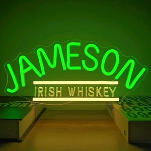Letrero LED de Neón Personalizado con el Diseño de Whisky Irlandés <span class=keywords><strong>Jameson</strong></span>, Decoración de Pared para Bar, Color Verde, Regulable, Impermeable IP42, 36V, para Pub, Club, o Cuarto de Hombre - Product Image 1