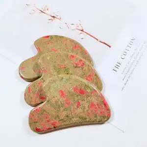 DIY Factory Supply Natural Polished unakite Ice Cream Spoons Heated Gua Sha Tools for Eye