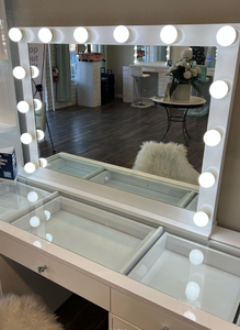 Tocador de Maquillaje con 13 Cajones, Altavoz Bluetooth y Espejo Iluminado con Bombillas - Product Image 5