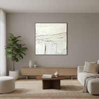 Peinture murale abstraite 3D faite à la main, œuvre d'art blanche, impression sur toile, cadre intérieur et extérieur en cristal, décoration intérieure pour chambre à coucher