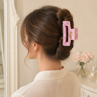Pince à cheveux en acrylique à carreaux transparente de 8 cm avec logo personnalisé Ume, pince à cheveux rectangulaire à maintien fort, accessoires pour cheveux en gros