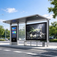 Abri d'arrêt de bus intelligent publicitaire avec boîte lumineuse LED extérieure, personnalisable OEM pour le transport en commun