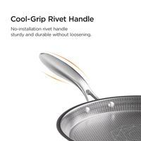 Poêle à frire antiadhésive en acier inoxydable triple couche avec poignée sûre au toucher froid pour ustensiles de cuisine, petite poêle à frire à chauffage uniforme, compatible four